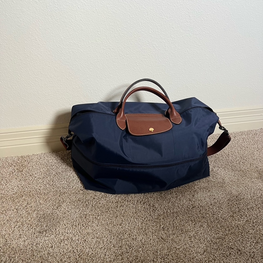 Le Pliage Expandable Travel Duffel Nylon Weekender in Navy